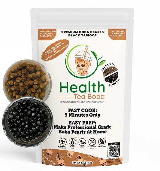 Boba Pearls Black Tapioca Flavor, 2.2lb, Fast Cook (5 minutes), Natural Ingredients, Sugar Free, Gluten-Free, Vegan