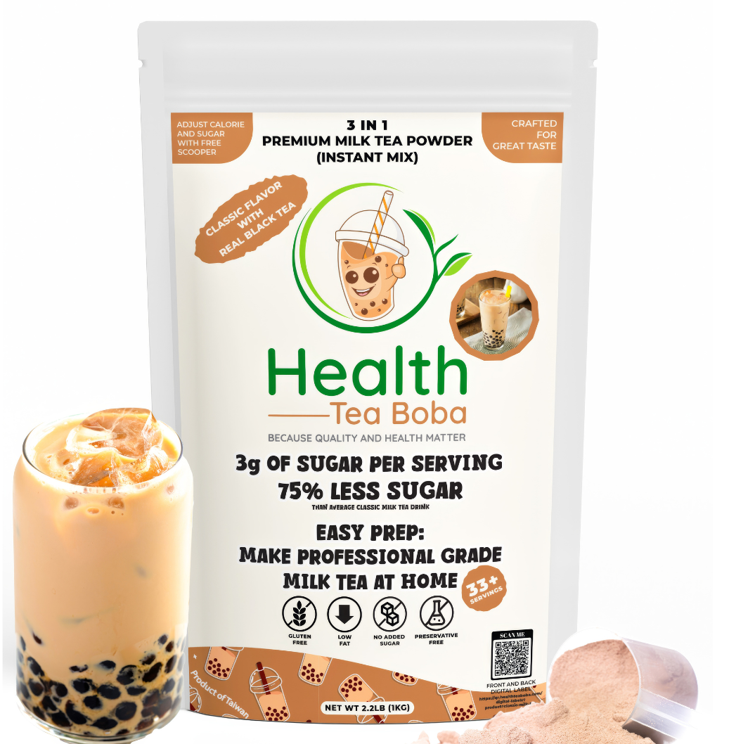 Milk Tea Boba Powder– Professional-Grade, Real Black Tea, Low Sugar, Low Fat, Gluten-Free, and Easy Prep for Over 33 Servings